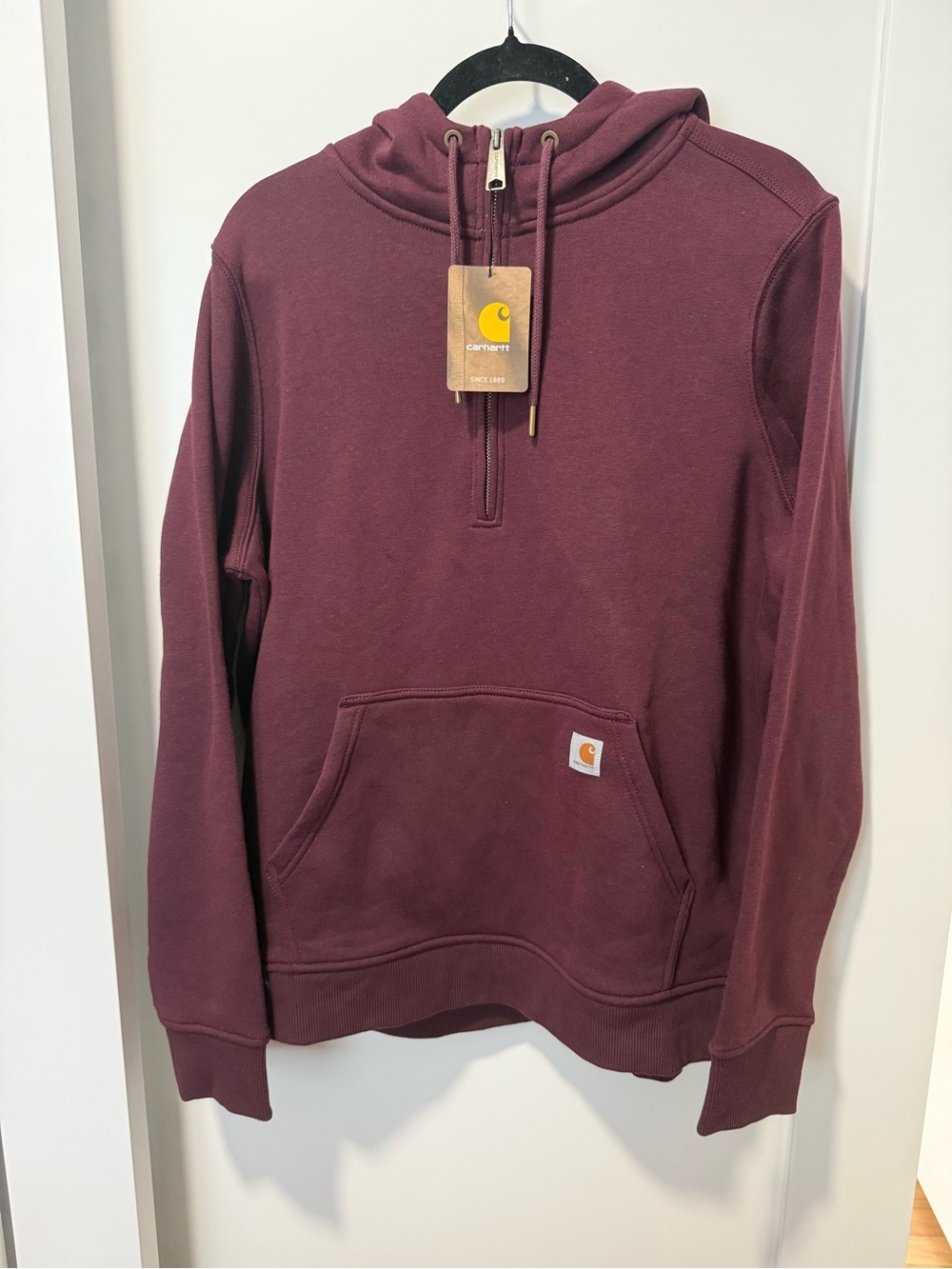Carhartt Maroon Quarter-Zip Hooded Sweatshirt